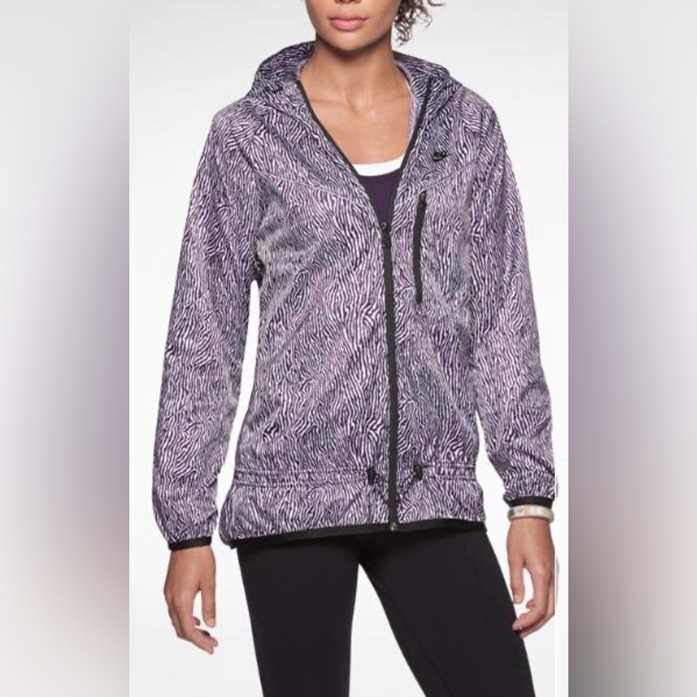Nike purple and White Zebra Patterned Windrunner Jacket size M #846